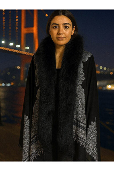 fiore fashion Șal negru imprimat, 100% modal, și Fux