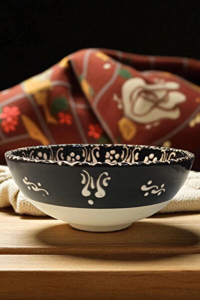 Salizera Handmade Tile Motif Ceramic Bowl-16 cm Diameter, 6.5 cm Height-Ethnic Authentic Tile Patterned