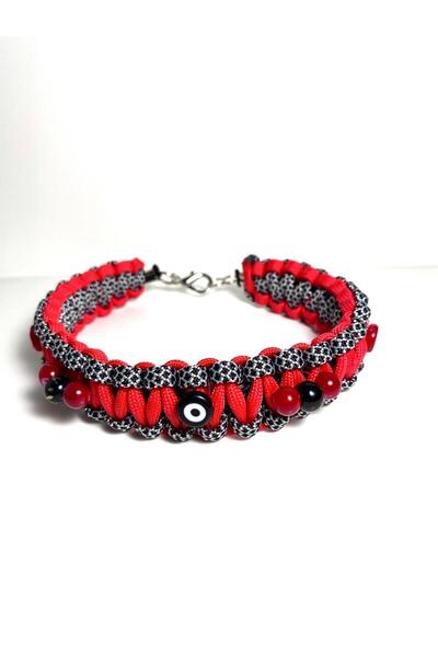 She Sells El Yapımı Dayanıklı ve Sağlıklı Çok Renkli Paracord Nazar Boncuklu Kedi & Köpek Kolyesi