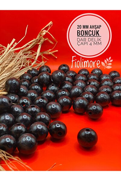 Fiolimore Μαύρες ξύλινες χάντρες 20 χιλιοστών (50 γραμμάρια 20 τεμάχια) Στενή...