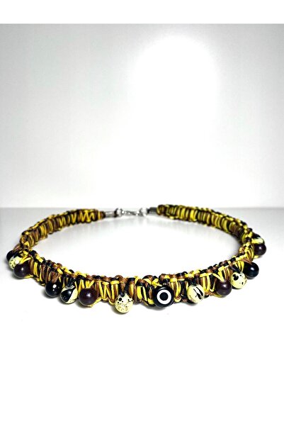 She Sells Savanna Kuçi – Kuçiko Serisi Sarı Siyah Nazar Boncuklu Köpek Kolyesi