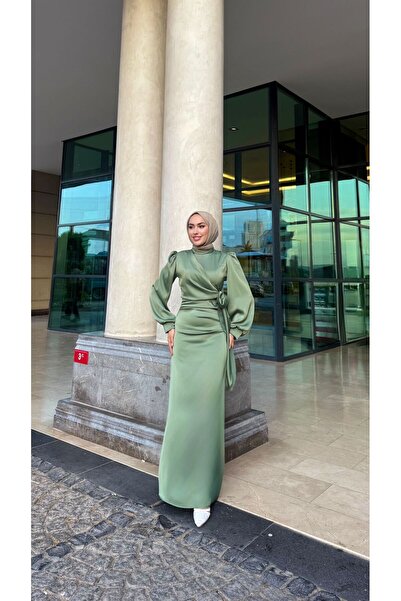 modadeywearst Side Tie Satin Evening Dress