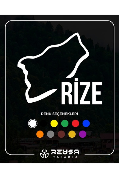 Reysa Tasarım Rize Harita Araba Sticker 17x14 Cm Beyaz
