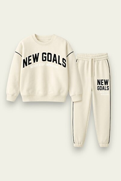 My Kids Wear Unisex New Goals Printed Cotton 3 Thread School Tracksuit Set 3-12 Years Old 12056