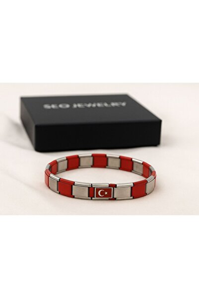 SEO AKSESUAR Renkli Türk Bayraklı Italyan Charm Bileklik Yazısız