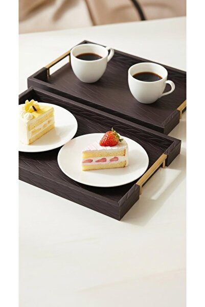 Generic Luxury Design Multi-Purpose Tray Set - Small 41 x 31 cm / Large 45 x 35 cm - Brown