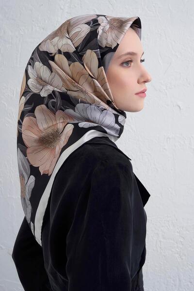 Armine Silk Scarf 2026 Winter - 9403-84 Black Gray Twill