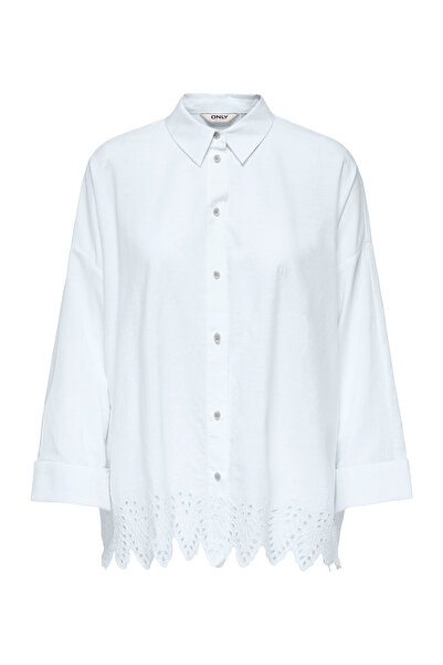 ONLY Зручна сорочка з прямим коміром, біла жіноча сорочка ONLGRACES TULUM LS EMB SHIRT WVN