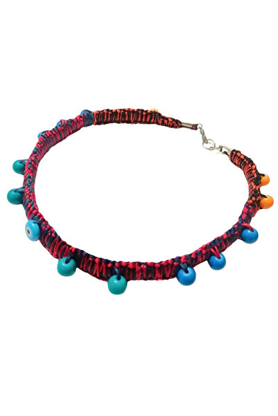 Genel Markalar Kuçiko Çok Renkli Boncuk ve Nazarlık Detaylı Köpek Kolyesi (40 Cm L Beden)