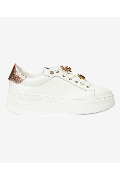 Greyder Kadın Beyaz Bronz Hakiki Deri Sneaker Ayakkabı 4K2SA59121