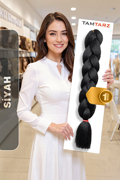 TAM TARZ Afrika Örgüsü Rasta Ve Box Braid için Fiber Sentetik Saç (Renk Kodu 1) Siyah