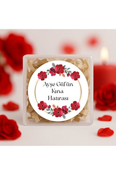 repro design Kişiye Özel Kına Hatırası Baskılı Yapışkanlı Etiket 24 Adet No:64