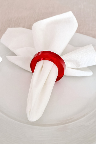 Pleksi Marketi Red Transparent Color Circle Pattern 6-Piece Napkin Ring Napkin Ring