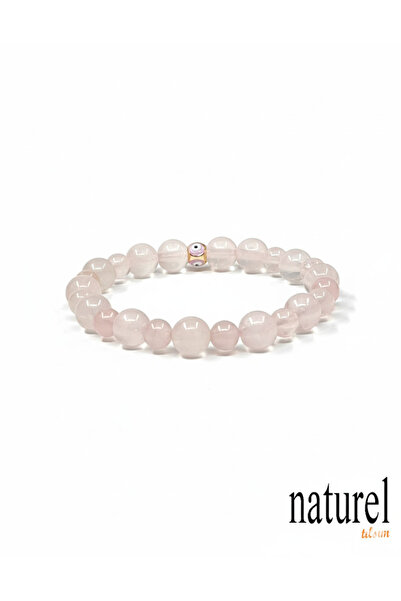 Naturel Tılsım Pembe Kuvars Doğal Taş Unisex Bileklik