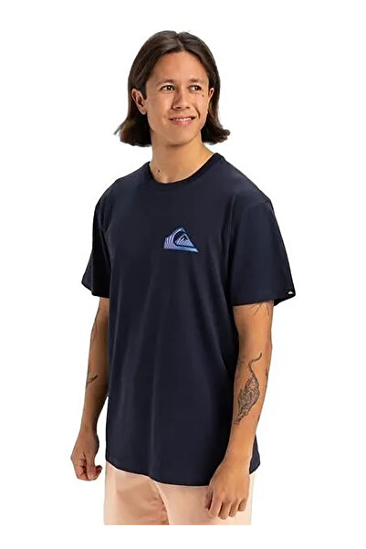 Quiksilver Чоловіча футболка з круглим коміром, синього кольору, з віконним візерунком