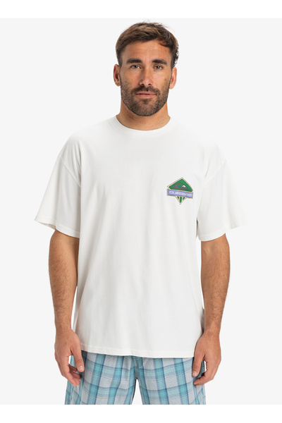 Quiksilver Eqyzt08023 Gh Qs Crystal Jet Ss White Crew Neck Oversized Men's T-...