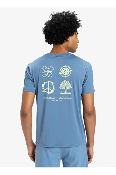 Quiksilver Ανδρικό μπλουζάκι EQYKT04373 LAP TIME SS TEE με λαιμόκοψη μπλε ποδηλατικό κοντό μπλουζάκι κανονικής εφαρμογής