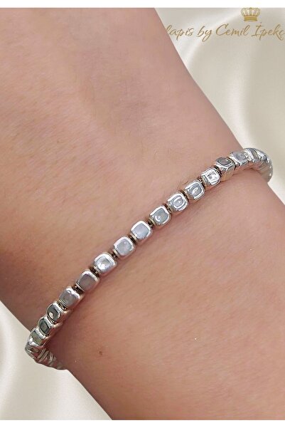 lpsankara İçi Dolu Küp Motif Taşsız Gümüş Bileklik