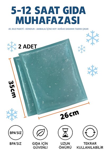 Vanaca Grup 2Adet Gıda Soğutucu Isıtıcı Donuk Şeffaf Buz Paketi Termojel, 5-1...