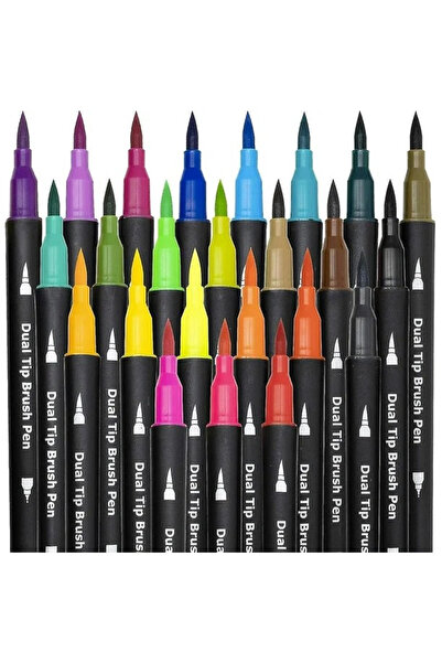 Modellino قلم فرشاة مزدوج الرأس مكون من 24 لونًا مع طرف فرشاة وقلم فني من نوع...