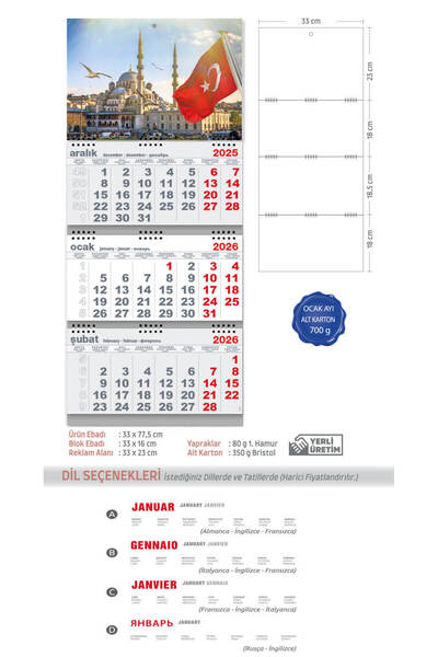 Genel Markalar Satranç Temalı Büyük Gemici Takvim Gri (tek Parça Spiralli)