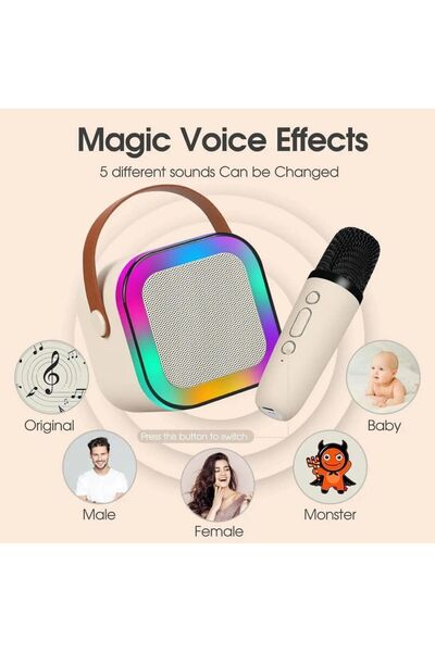 CROW'S TECH Karaoke Hoparlör 5w Tf Kart/usb/tws/ses Değiştirme Özellikli Mikrofonlu Rgb Işıklı Bluetooth Speaker
