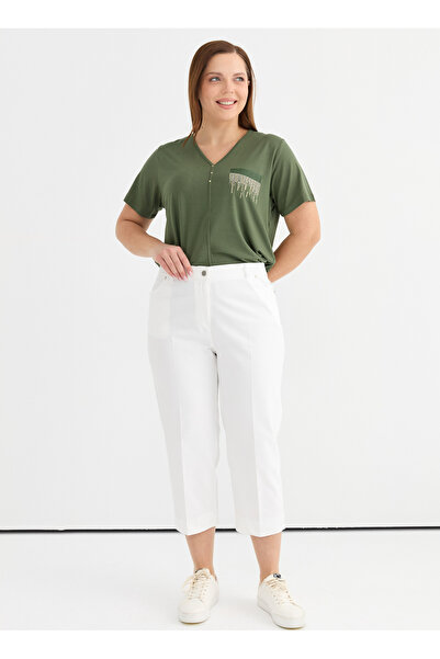 Selen Normal Bel Normal Ekru Kadın Pantolon 25YSL5362-BB