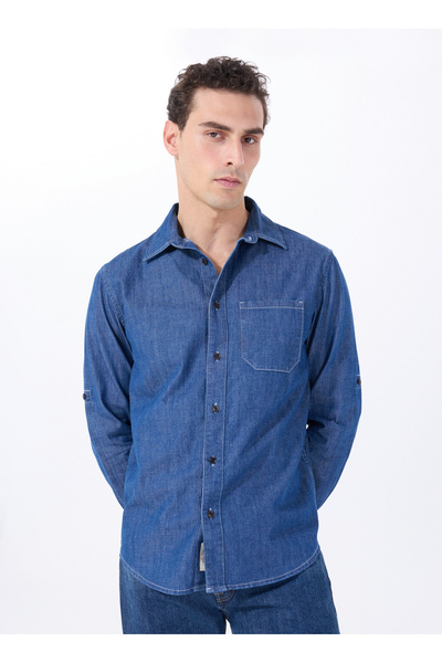 Mustang Relaxed Lacivert Erkek Denim Gömlek M5SM-GML1045