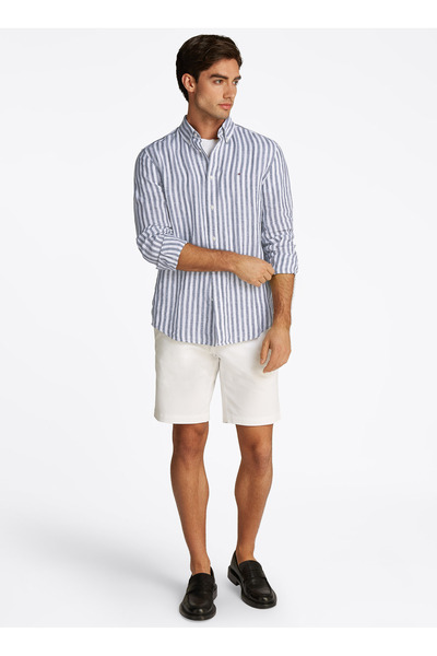 Tommy Hilfiger Erkek LINEN ESSENTIAL STRIPE RF SHIRT Gömlek