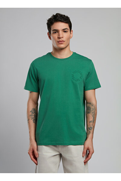 Lee Cooper Ανδρικό μπλουζάκι με στρογγυλή λαιμόκοψη πράσινο 252 LCM 242031 CODRIN GREEN