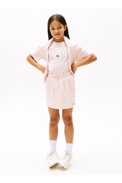 Tommy Hilfiger Lastikli Bel Regular Fit Koyu Pembe Baskılı Mini Kız Çocuk Ete...