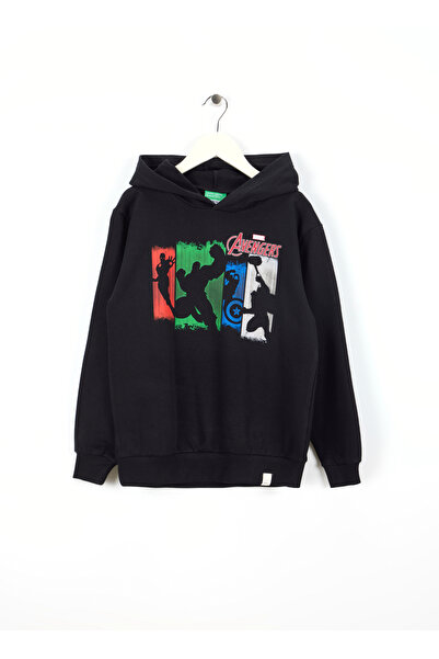 Benetton Baskılı Erkek Çocuk Siyah Sweatshırt 3PQMC204F