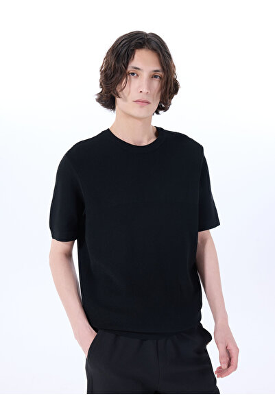 Jeep Bisiklet Yaka Basic Düz Siyah Erkek Kazak J5SM-KZK7246