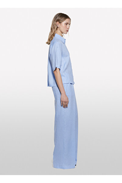 Sisley Високі широкі брюки темно-синього кольору для жінок 4AGHLF03U