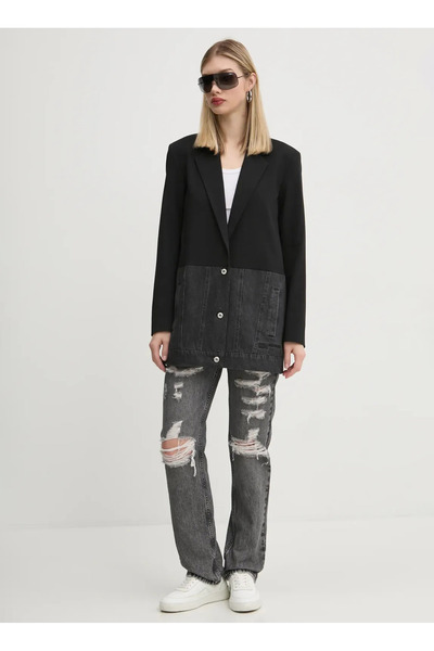 Karl Lagerfeld Jeans Yüksek Bel Düz Paça Normal Antrasit Kadın Denim Pantolon...