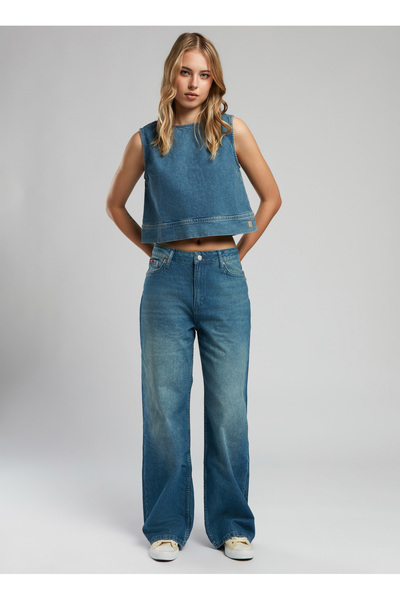 Lee Cooper Crew Neck Plain Women's Blouse 252 Lcf 142001 Naomi Denim