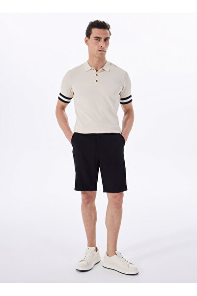 Fabrika Bağlamalı Bel Basic Siyah Erkek Bermuda Şort F5SM-SHT 2773