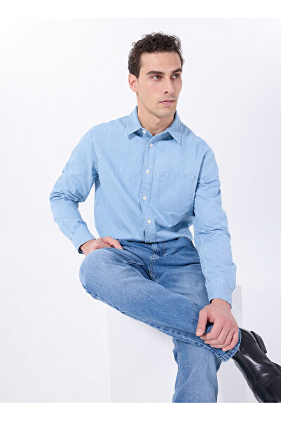 Mustang Relaxed Mavi Erkek Denim Gömlek M5SM-GML1045