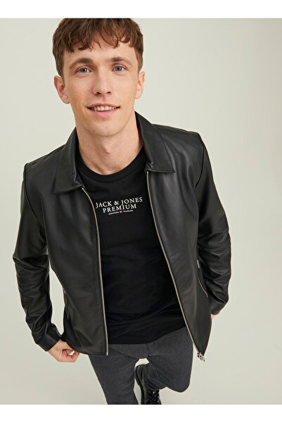 Jack & Jones Ανδρικό μπλουζάκι με λαιμόκοψη μαύρο 12217167_jprbluarchie Ss Tee Crew N