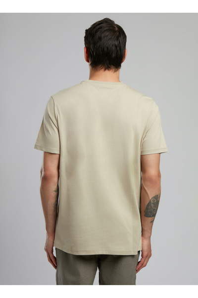 Lee Cooper Ανδρικό μπλουζάκι με στρογγυλή λαιμόκοψη μπεζ 252 LCM 242038 MARK BEIGE