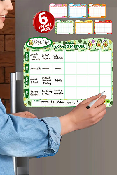 CiciMagnet Avokado Haftalık Ek Gıda Menü Planlayıcı Magneti Yaz-sil Kalemli (...