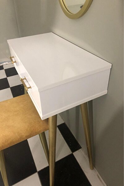 Ashley Puf Tabure Nubuk Gold Ahsap Dekoratif Cok Amacli Kullanim