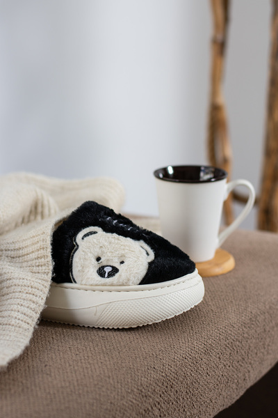 birrbazaar Women's Plush Slippers Winter Stitched Washable Warm Furry Lightweight Non-Slip Comfortable Sole