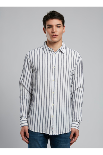 Lee Cooper Regular Fit Lacivert Erkek Gömlek 252 LCM 241009 OLEZKA EKRU-LACİ