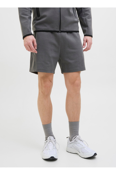 Jack & Jones Gri Erkek Normal Bel Normal Kalıp Sweat Şort 12273304_JPSTGORDON FUSION SWEAT SH