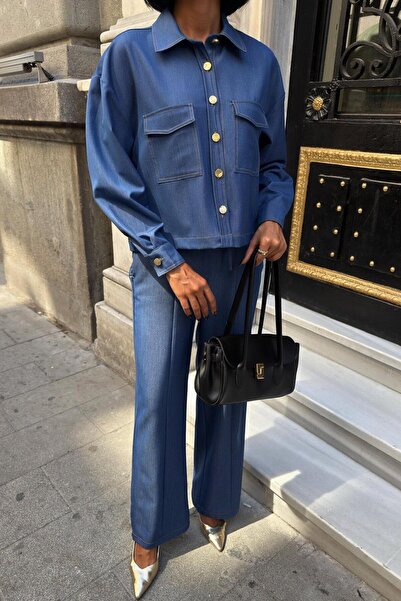 Lijuri Сорочка та штани-палаццо Nikol Комплект -ІНДІГО