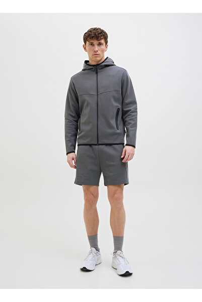 Jack & Jones Gri Erkek Normal Bel Normal Kalıp Sweat Şort 12273304_JPSTGORDON FUSION SWEAT SH