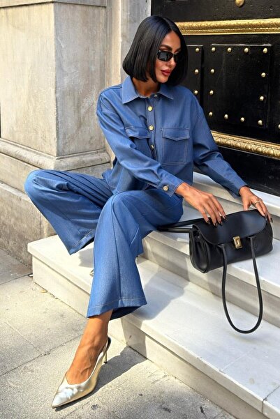 Lijuri Сорочка та штани-палаццо Nikol Комплект -ІНДІГО