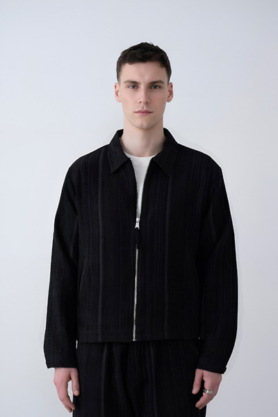 İLKCET MODA Men's Black Ethnic Patterned Oversize Short Jacket
