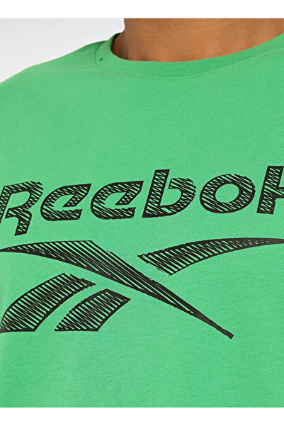 Reebok Ανδρικό μπλουζάκι με στάμπα LC 8011 NEW ID REG TEE Πράσινο με στρογγυλή λαιμόκοψη κανονική εφαρμογή